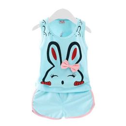 Pajamas New Summer Baby Clothing Childrens Pajamas Girls Cute Vest Shorts 2PCS/Set Preschool Casual Clothing Baby Pajamas Childrens Athletic Clothing WX5.21