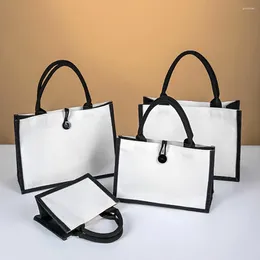 Storage Bags Large Capacity Burlap Canvas Shopping Bag Fashion Handbag White Black Eco-Friendly Tote Outdoor Portable Pounch 2024