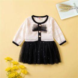 Girl Dresses Girls Dress Princess Tulle Fashion Lovely Clothes Long Sleeves Patchwork Vintage Party Vestidos For 0-24M Infant Baby