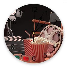 Wall Clocks Movie Projector Popcorn Retro Style Clock Modern Design Living Room Decoration Mute Watch Home Interior Decor