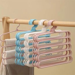 5Layer Pants Hanger Durable Multifunctional Plastic Rack with Simple Solid Color Scarf Storage 240523