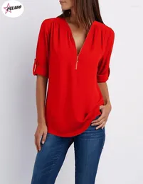 Women's Blouses PULABO Summer Women Chiffon Blouse Half Sleeve Ladies Office Shirts Work Top 5XL Casual Female Clothing