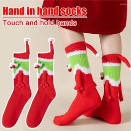 Women Socks Cute Christmas Magnetic Funny Creative Cartoon Eyes Hand In Mid Tube Pure Cotton Sockings For Men Couple