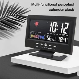 LCD Colour Screen Digital Backlight Snooze Alarm Clock Weather Forecast Station Temperature Humidity Time Date Display Clock Home 240522
