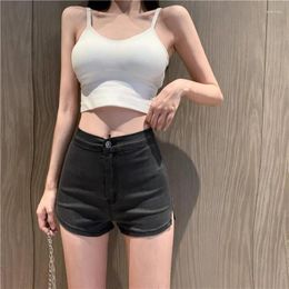 Women's Jeans Korean Version Of Ins Retro Summer High-waisted Elastic Tight-fitting Denim Shorts For Women Slim Split Pants Y2k