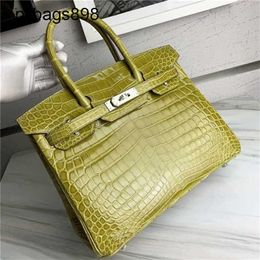 BK Totes Designer Bag Crocodile Leather 7a Handbag hand-stitched yellow