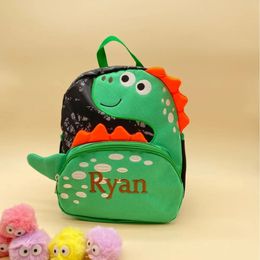 Cute Cartoon Dinosaur Kindergarten Backpack Custom Name Children Boys Girls School Bags With Adjustable Reflection Strap 240523