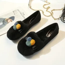 Casual Shoes Brief Slip On Comfy Fur Espadrilles Women Brand Cute Ball Pregnant Flats Winter Korean Hair Moccasins Plush