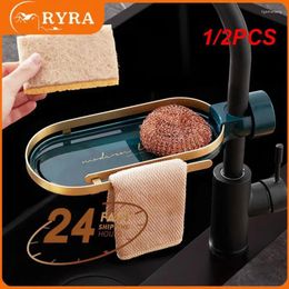 Kitchen Storage 1/2PCS Faucet Rack Shower Rod Bathroom Sink Drain Soap Sponge Rag Holder For Accessories