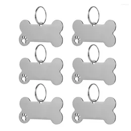 Dog Collars 6 Pcs Pet Tag Unique Id Tags Personalised Bone For Pets Cat Name Stainless Steel Hollow Out