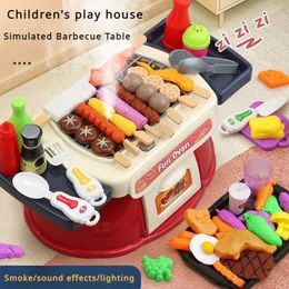 Kitchens Play Food Kitchens Play Food Childrens playground mini kitchen barbecue toy vendor simulated food cooking set (without battery) WX5.21