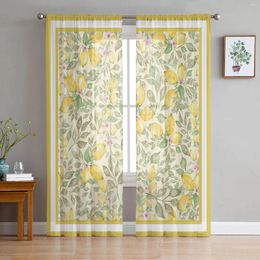 Curtain Watercolor Lemon Fruit Sheer Curtains For Living Room Decoration Window Kitchen Tulle Voile Organza