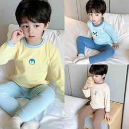 Pyjamas 2-piece family clothing for children baby long sleeved Trousers set for boys spring and autumn family clothing boys childrens underwear Pyjamas WX5.21