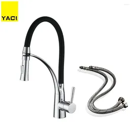 Bathroom Sink Faucets Vidric Chrome/Black/Red Copper Pull Out Double Water Outlet Mixing Taps Free Tube Kitchen And Cold Faucet Mixer