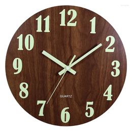 Wall Clocks Luminous Clock 12 Inch Wooden Silent Non-Ticking Kitchen For Indoor/Outdoor Living Room
