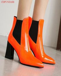 Boots Sexy Black Ankle For Women High Heels Ladies Autumn Winter Short Party Shoes Bottines Femme Yellow Orange3870661