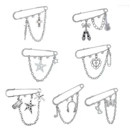 Brooches Fashion Star Chain Brooch Waist Tightener Tassels Safety Pin Bag Shoes Ornament