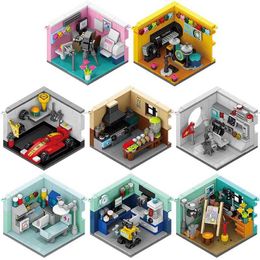 Blocks Modern City Street View Mini Art Model Building Block Room Kit Brick Assembly Elden Toy Gifts H240523