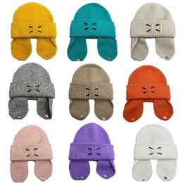 Berets Knit Earflap Beanie Ear For Protection Hat Crochet Trapper Cloche Dropship