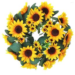 Decorative Flowers Wreath Scene Floral Wreaths Front Door Creative Pendant Spring Home Decor Ornament Sunflower Fake