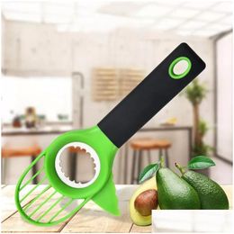 Fruit Vegetable Tools New 3 In 1 Avocado Slicer Mti-Function Cutter Knife Plastic Peeler Separator Shea Corer Butter Gadgets Kitchen D Dhgsh