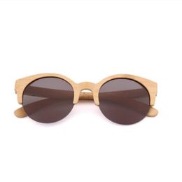 2022 BEMUCNA Cat Eye Sunglasses Women Designer Semi-Rimless Wood Sunglasses Men Bamboo Sun Glasses For Men UV400 196f