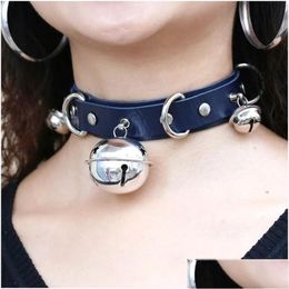 Chokers Y Punk Leather Choker Necklace Mtilayer Bells Metal Collar Bondage Cosplay Goth Jewellery Harajuku Accessories Drop Delivery N Dhxr1