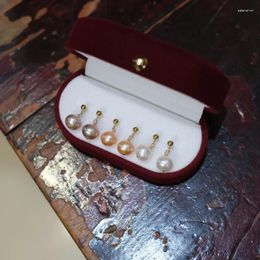 Stud Earrings Lii Ji Real Pearl 925 Sterling Silver Earring Simple For Everyday White Pink Purple Colour Women Jewellery