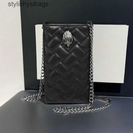 Cross Body Evening Bags New womens mobile phone bag with diamond mesh chain shoulder brand new metal eagle head cross shaped 2024 H240523