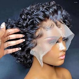 Inch 13x1 Lace Pixie Cut Wig Human Hair Short Curly Front Wigs For Women