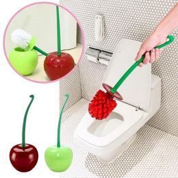 Table Mats Red/Green Cherry Shaped Toilet Brush Holder Set Bathroom Cleaning Kit Cleaner Creative Lovely Lavatory