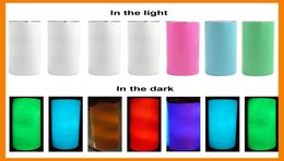 20oz luminous skinny tumbler sublimation DIY stainless steel mugs double wall vacuum insulated ravel mug with lids and straws for 1542817