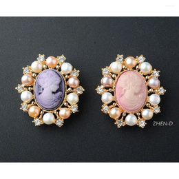 Brooches ZHEN-D Jewellery Beauty Mirror Pins Surrounded By Natural Freshwater Pearls Crystal Elegant Classic Gift