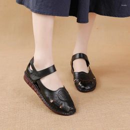 Sandals 2024 Summer Cowhide Mother Comfortable Genuine Leather Female Large Size 41 Women Shoes Casual Wedged