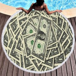 Towel Currency Round Beach Gorgeous Money Print Blanket Absorbent Quick Dry Sand Resistant Pool Portable Picnic Mat