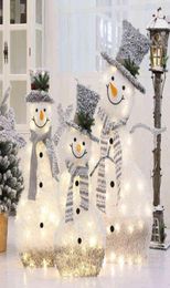 Christmas wrought iron flocking lights snowman counter decoration shopping mall supermarket holiday scene decorations navidad G0913930131