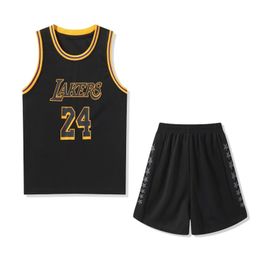 #24 Heiße personalisierte Basketball-Trikot-Kinder 2-teilige ärmellose Outdoor-Sportanzug Jugend Basketballtrikots Uniformen Atmungsaktives Jungen und Mädchen Trainingshorts Sets