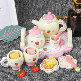 Kitchens Play Food Kitchens Play Food Childrens wooden simulation tea cup afternoon tea kitchen doll house pretending to play with educational toys and gifts WX5.21