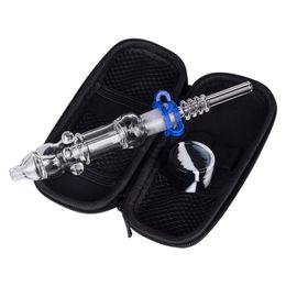 Chinafairprice NC008 Dab Rig Smoking Pipe Bag Set Spill-Proof Glass Bong 10mm 14mm Ceramic Quartz Nail Clip Dabber Tool Ash Catcher Water Bubbler Bongs