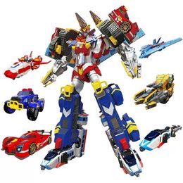Transformation toys Robots Tobot Robot 6 in 1 Master V Ultimate Galaxy Detectives Power Train Transform Combined Car Action Figure Vehicle Model Toy Gifts Y240523