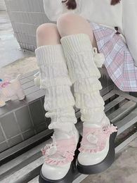 Women Socks A Pair Of Japanese Style Harajuku All-match Heap Mid-calf Set White Knitted Y2k Campus Jk Strap Long Leg For