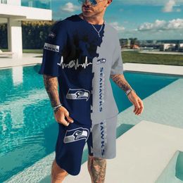 Men's Tracksuits Fashion Print Men Short Sleeve T Shirt Shorts Sets Breathable Mesh Sportswear Suits Oversized T-shirts Clothing