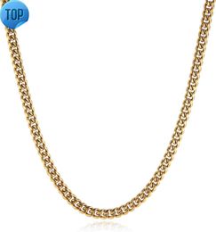HZMAN Cuban Boys 3.5mm/5mm/7mm/9mm/9mm Stainless Steel Mens Gold Chain Silver Chain Diamond Cut Hip Hop Chain Necklace 16-30 inches