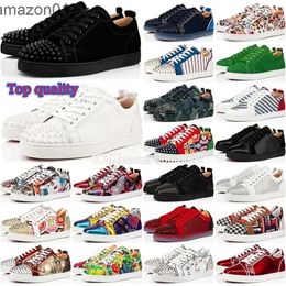 With Box Red Bottomlies Shoes Designer New Men Platform Casual Shoes Loafers Rivets Low Studed Designers Shoe Mens Womens Fashion Sneakers Trainers Eur3647 Bi R5G3