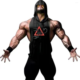 Men's Tank Tops Sporty Domantic Fierce Stick Scorpion Bright Red Triangle Printed Pattern Fitness Muscle Men Clear Lines Smooth Vest Hooded