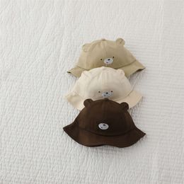 New Spring Summer Baby Bucket Hat Cute Bear Ear Infant Toddler Panama Fisherman Cap Solid Colour Outdoor Kids Boy Girl Sun Hats