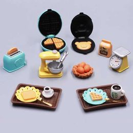 Kitchens Play Food Kitchens Play Food DIY Doll House Bear Biscuit 1/12 Mini Furniture toaster oven mixer electronic scale model set kitchen toy girl gift WX5.21