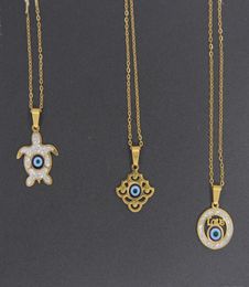 Pendant Necklaces Blue Necklace Stainless Steel Handmade Turkish Glass And Crystal Stone Gold No Fade Colour Jewelry7065931