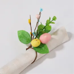 Decorative Flowers Easter Eggs Spring Napkin Rings Table Decor Decorations Serving Napkins Buckle Holder Beautiful Gift