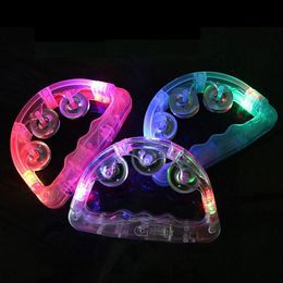 Colorful LED Flashing Baby Rattle Hand Bell Light Up LEDs Tambourine Luminous Toys Bar KTV Party Supplies Cheering Prop Iopib